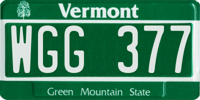 VT license plate WGG377