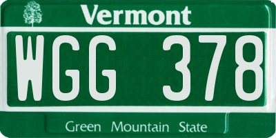 VT license plate WGG378