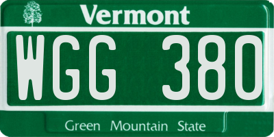 VT license plate WGG380