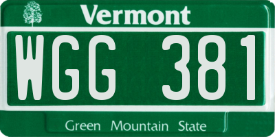 VT license plate WGG381
