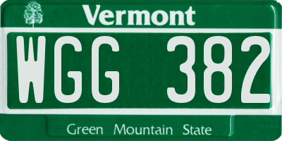 VT license plate WGG382