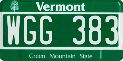 VT license plate WGG383