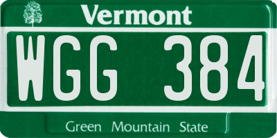VT license plate WGG384