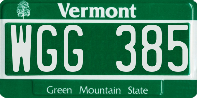 VT license plate WGG385