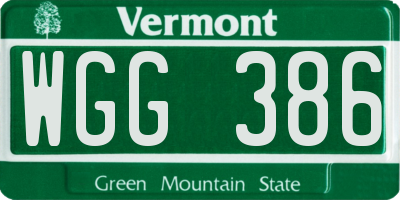 VT license plate WGG386