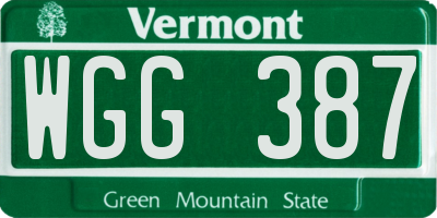 VT license plate WGG387