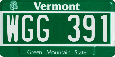VT license plate WGG391