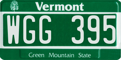 VT license plate WGG395
