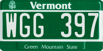 VT license plate WGG397