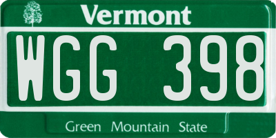 VT license plate WGG398