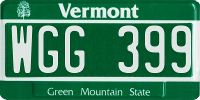 VT license plate WGG399