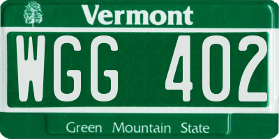 VT license plate WGG402