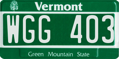VT license plate WGG403