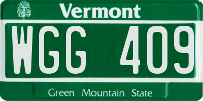 VT license plate WGG409