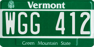 VT license plate WGG412