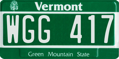 VT license plate WGG417