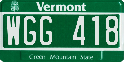 VT license plate WGG418