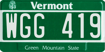 VT license plate WGG419