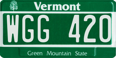 VT license plate WGG420