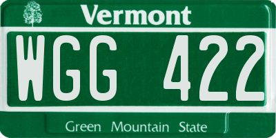 VT license plate WGG422