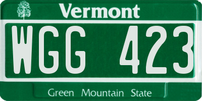 VT license plate WGG423