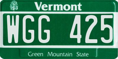 VT license plate WGG425