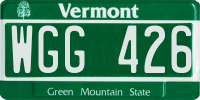 VT license plate WGG426