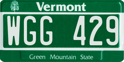 VT license plate WGG429