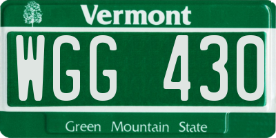 VT license plate WGG430