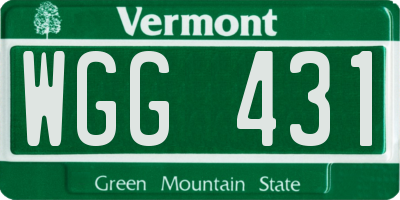 VT license plate WGG431