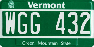 VT license plate WGG432
