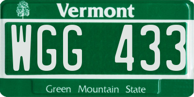 VT license plate WGG433