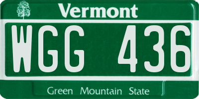 VT license plate WGG436