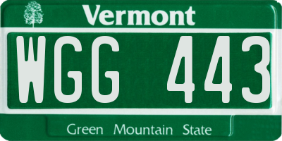 VT license plate WGG443