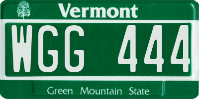 VT license plate WGG444