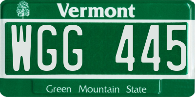 VT license plate WGG445