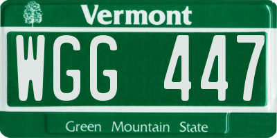 VT license plate WGG447
