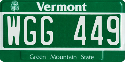 VT license plate WGG449