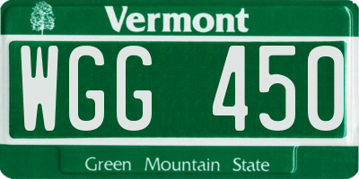 VT license plate WGG450
