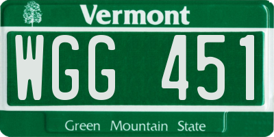 VT license plate WGG451