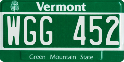 VT license plate WGG452