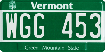 VT license plate WGG453