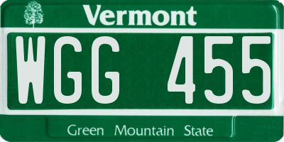 VT license plate WGG455