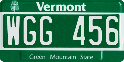 VT license plate WGG456