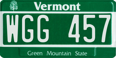 VT license plate WGG457