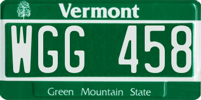 VT license plate WGG458