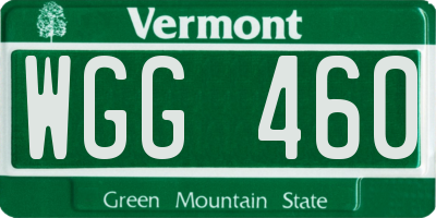 VT license plate WGG460