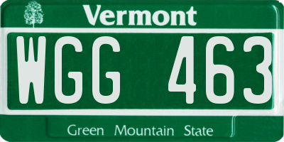 VT license plate WGG463
