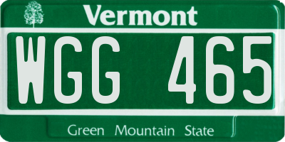 VT license plate WGG465