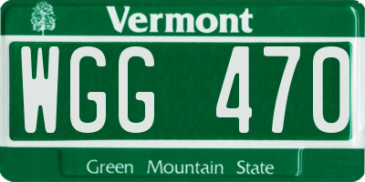 VT license plate WGG470